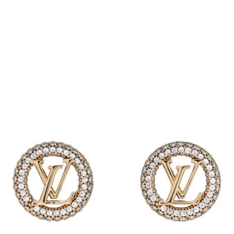 Louis Vuitton Metal Crystal Louise By Night Earrings Gold.